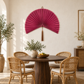 Rose Pink woven wall fan as a decorative wall accent