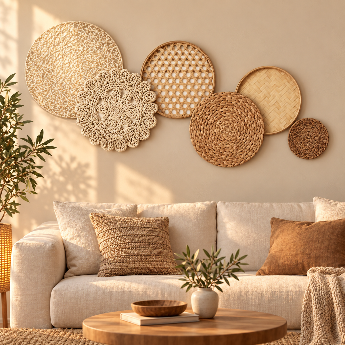 Boho woven basket decor