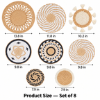 Eight-piece woven wall basket set with sizes from 7.9 to 13.8 inches