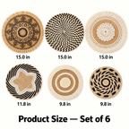 Six-piece neutral woven wall basket set with sizes from 9.8 to 15 inches