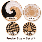Woven wall basket set of four with 11.8 9.8 and 7.8 inch sizes