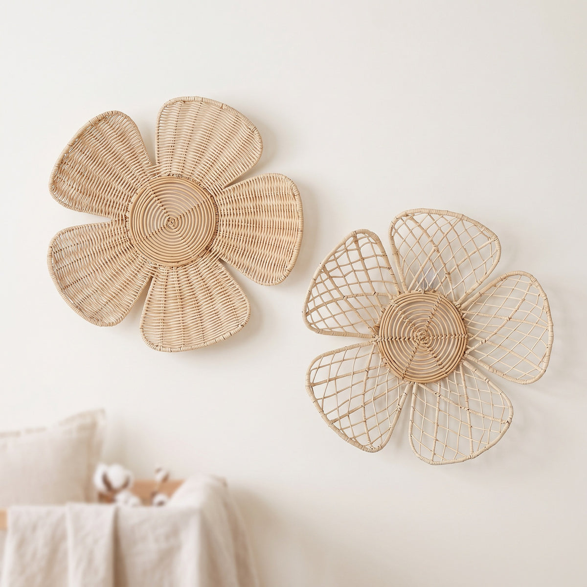 Natural Rattan Flower Wall Decor, 15 in