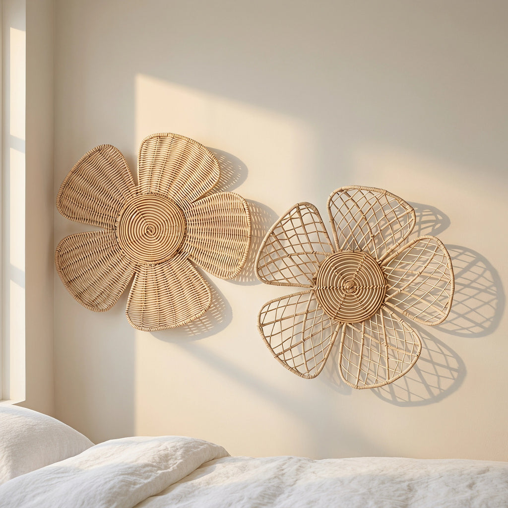 Natural Rattan Flower Wall Decor, 15 in