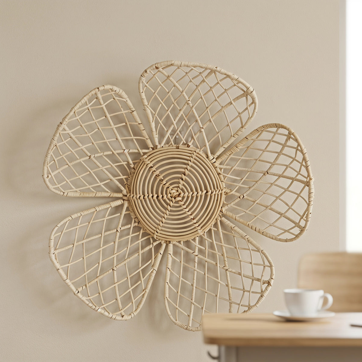 Natural Rattan Flower Wall Decor, 15 in