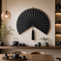 Black Bamboo Wall Fan Decor, 40“/100cm