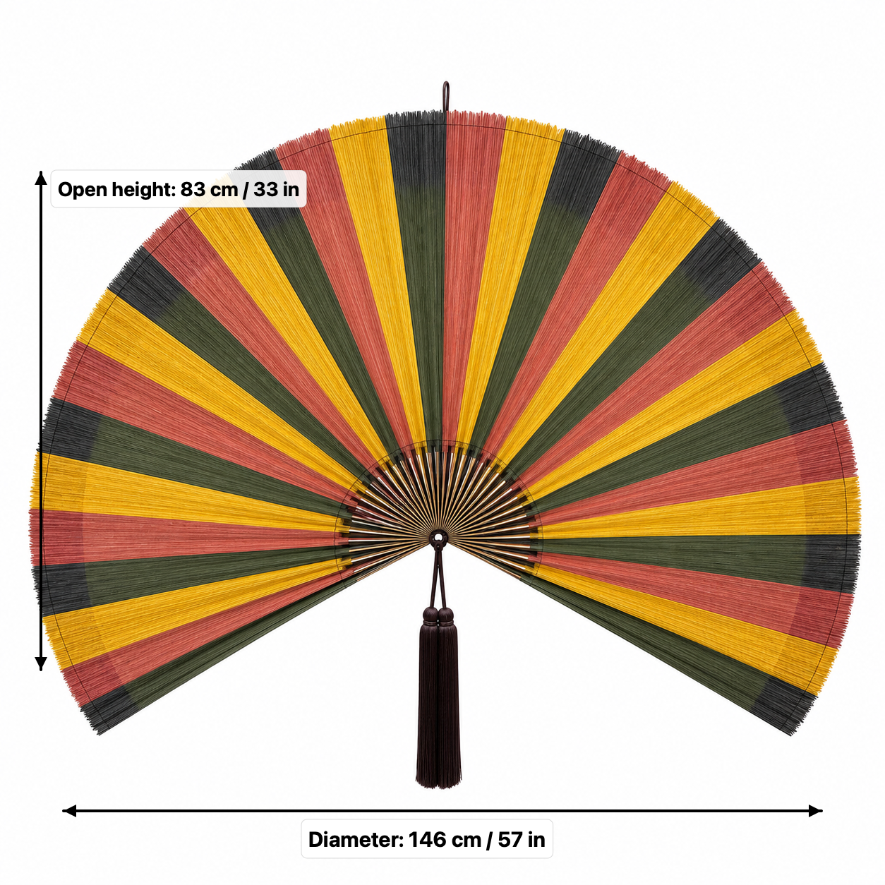 Boho Wall Fan Decor, Bold Wedge Stripe, 146cm