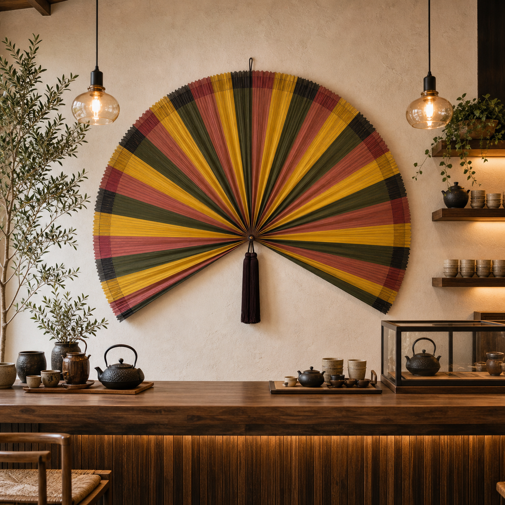 Boho Wall Fan Decor, Bold Wedge Stripe, 146cm