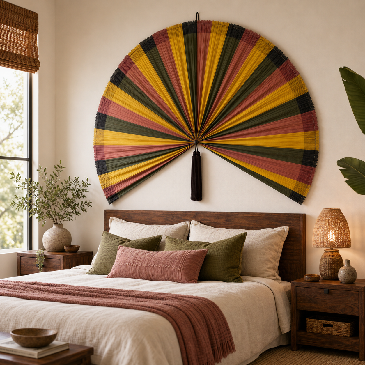 Boho Wall Fan Decor, Bold Wedge Stripe, 146cm