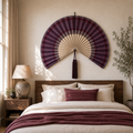 Purple Burgundy Bamboo Wall Fan Decor, 40in/100cm